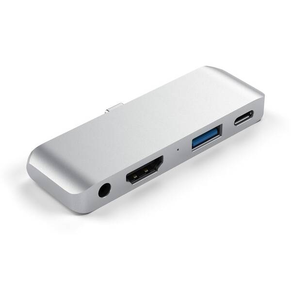 USB Hub Satechi USB-C Mobile Pro Hub (HDMI 4K,1x Jack 3,5mm,1x USB 3.0,1x USB-C) (ST-TCMPHS) strieborný