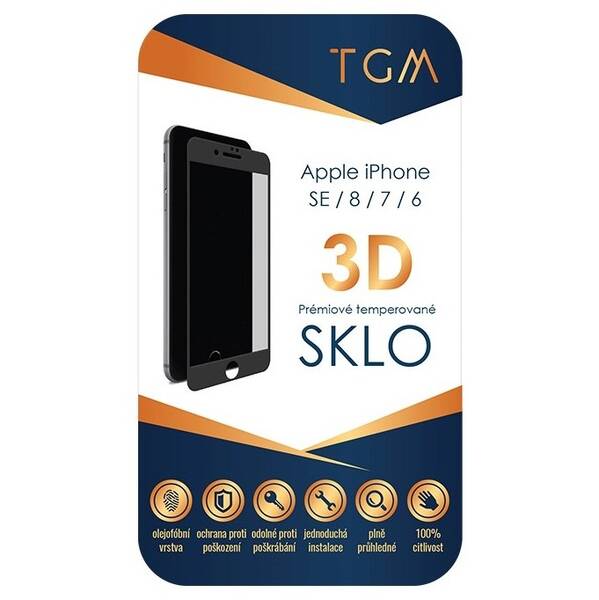 Tvrzené sklo TGM 3D na Apple iPhone 6/7/8/SE (2020/22) (TGM3DAPIP7/8BL) černé