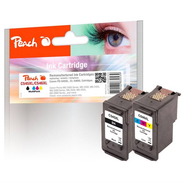 Inkoustová náplň Peach Canon PG-545XL/CL-546XL, 510/425 stran, kompatibilní, CMYK (319026)