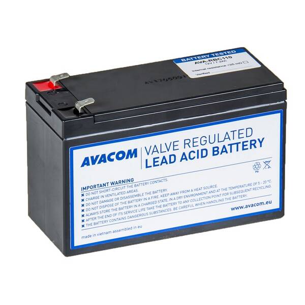 Olovený akumulátor Avacom RBC110 - náhrada za APC (AVA-RBC110) čierny