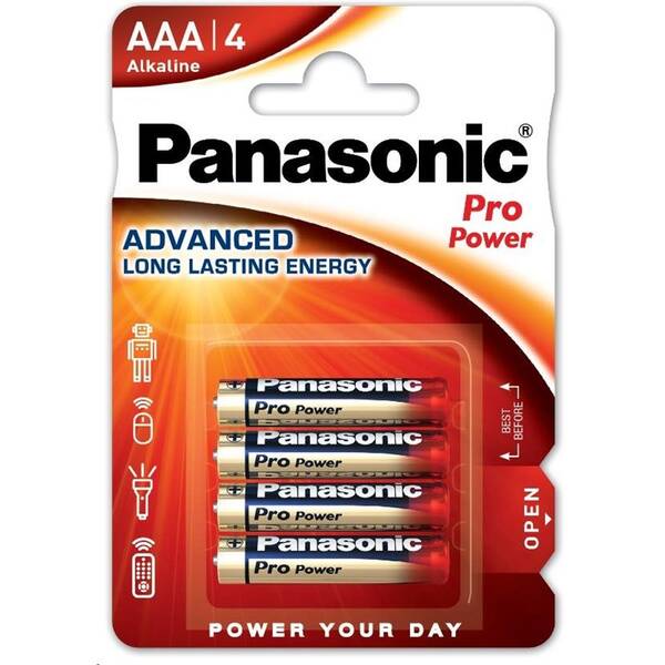 Batéria alkalická Panasonic Pro Power AAA, LR03, blistr 4ks (LR03PPG/4BP)