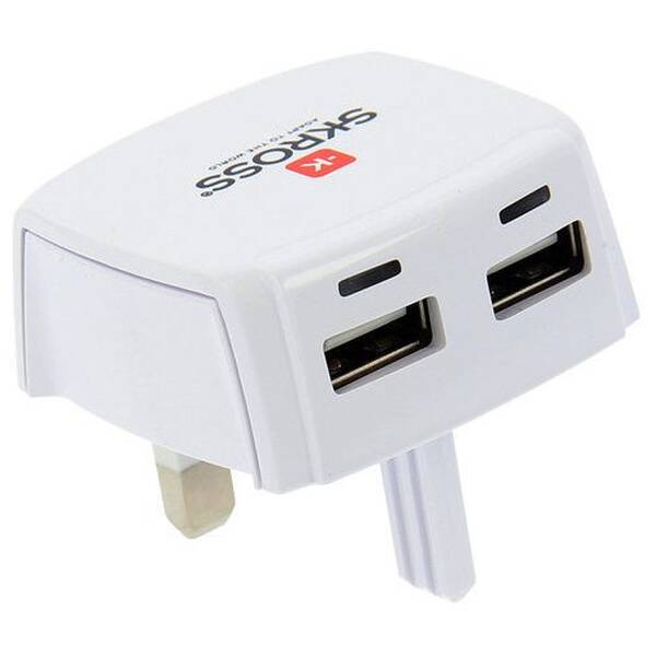 Cestovní adaptér SKROSS pro UK, 2100mA, 2x USB výstup (DC10UK) bílý