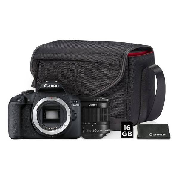 Digitálny fotoaparát Canon EOS 2000D + 18-55 IS II + SB130 + 16 GB karta (2728C013AA) čierny