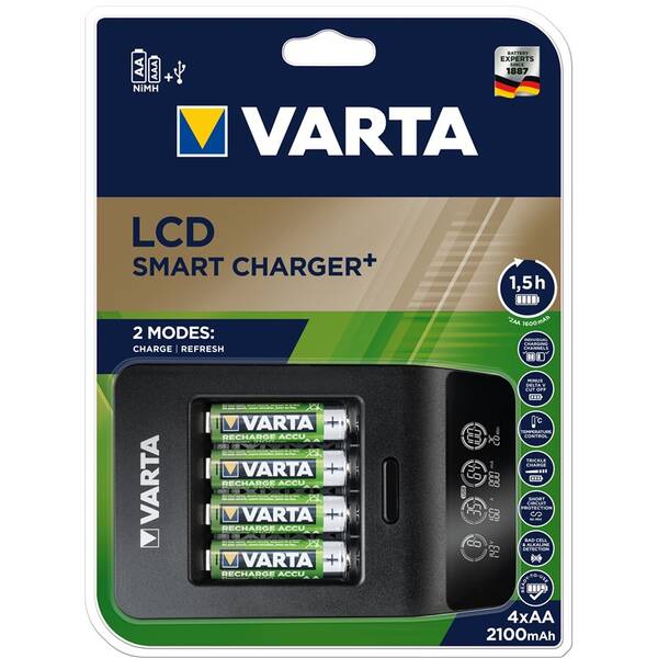 Nabíjačka Varta LCD Smart Charger+ 4x AA 2100mAh (57684101441)
