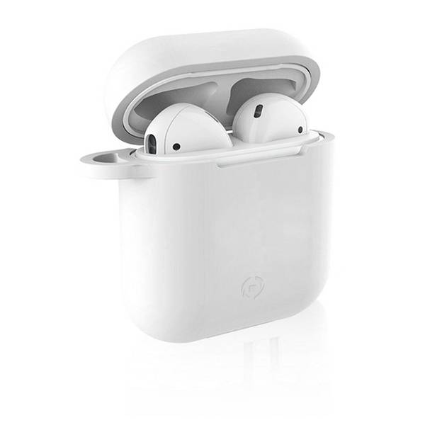 Pouzdro Celly Aircase pro Apple AirPods + nástavce do uší (AIRCASEWH) bílé