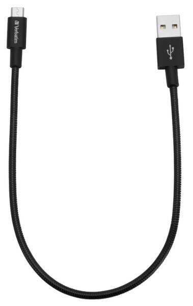 Kábel Verbatim Sync & Charge USB/micro USB, 30cm, nerezová ocel (48866) čierny
