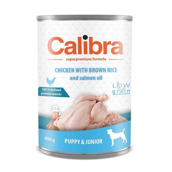 Konzerva Calibra Dog Junior kuře s hnědou rýží 400 g
