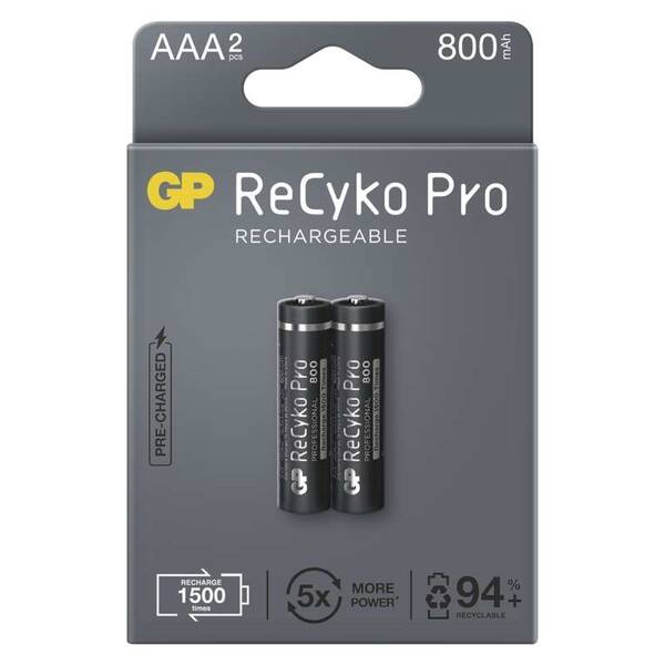 Batéria nabíjacia GP ReCyko Pro, HR03, AAA, 800mAh, NiMH, krabička 2ks (B2218)