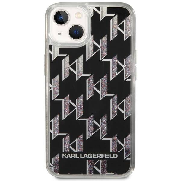 Kryt na mobil Karl Lagerfeld Monogram Liquid Glitter na Apple iPhone 14 (KLHCP14SLMNMK) černý