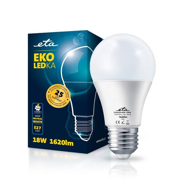 Žárovka LED ETA EKO LEDka klasik 18W, E27, neutrální bílá (A65W18NW)