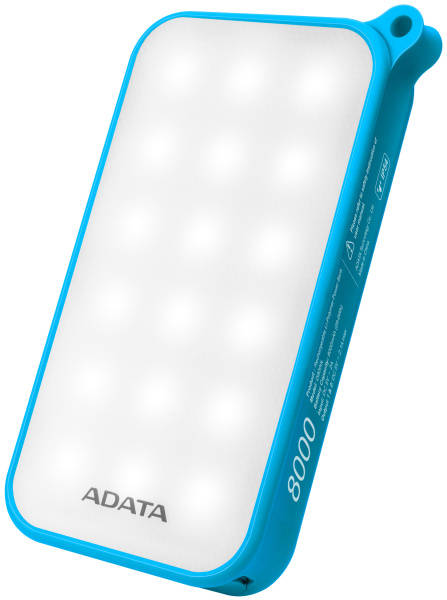 Powerbank ADATA D8000L 8000mAh, outdoor LED svítilna (AD8000L-5V-CBL) modrá