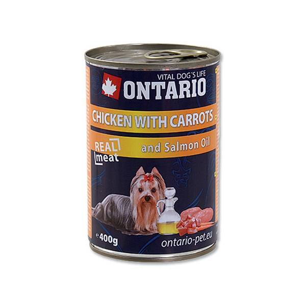 Konzerva Ontario Adult kuře, karotka a lososový olej 400g