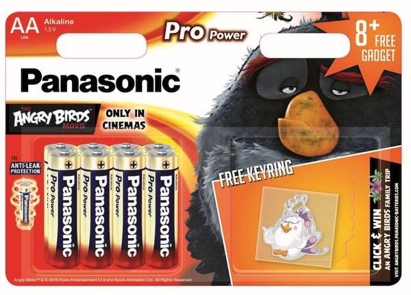Baterie alkalická Panasonic Pro Power AA, LR6, klíčenka Angry Birds, blistr 8ks