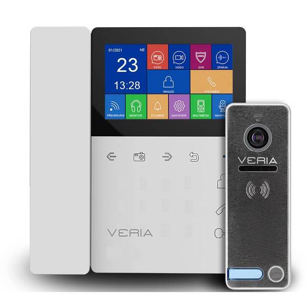 Dveřní videotelefon VERIA set videotelefonu VERIA 7043B + VERIA 230 (S-7043B-230) bílý
