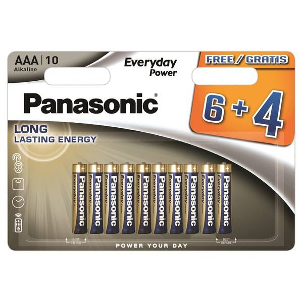 Batéria alkalická Panasonic Everyday Power AAA, LR03, blistr 6 + 4ks (LR03EPS/10BW 6+4F)