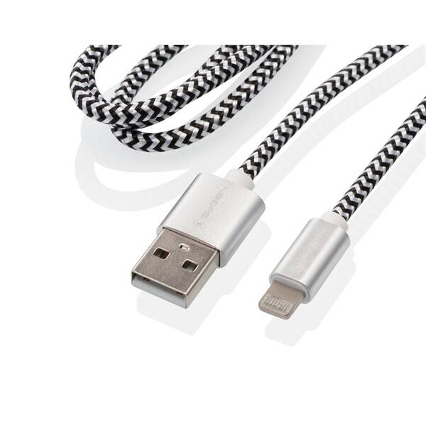 Kábel GoGEN USB / lightning, 1m, opletený, skúmavka (LIGHTN100MM24T) strieborný