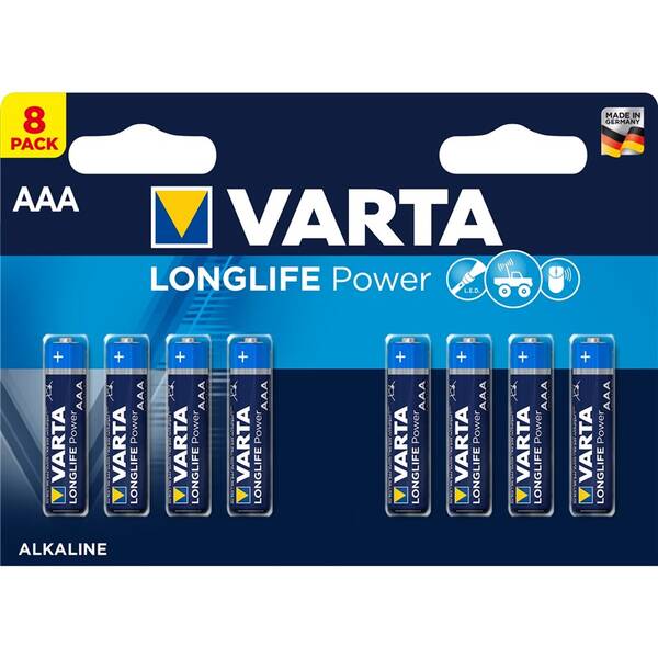 Batéria alkalická Varta Longlife Power AAA, LR03, blistr 8ks (4903121418)