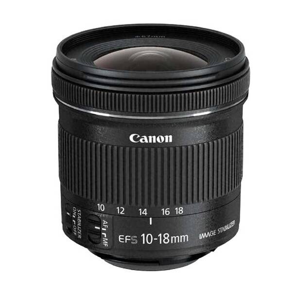 Objektív Canon EF-S 10-18 mm f/4.5-5.6 IS STM + EW73C + LC kit (9519B009) čierny
