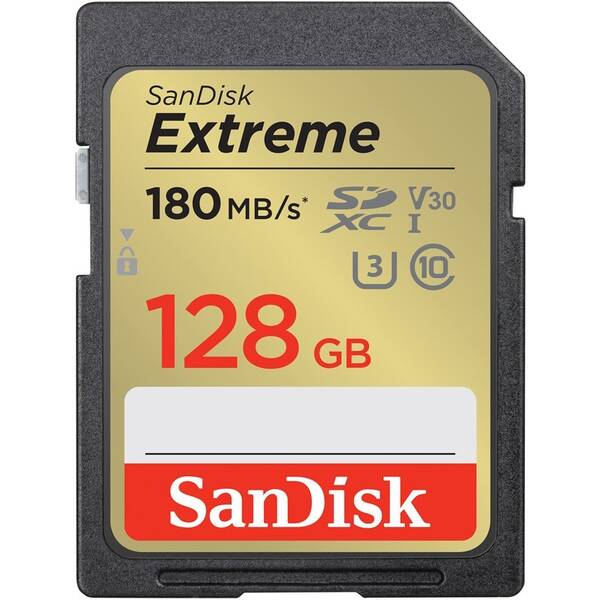 Paměťová karta SanDisk SDXC Extreme 128GB UHS-I U3 (180R/90W) (SDSDXVA-128G-GNCIN)