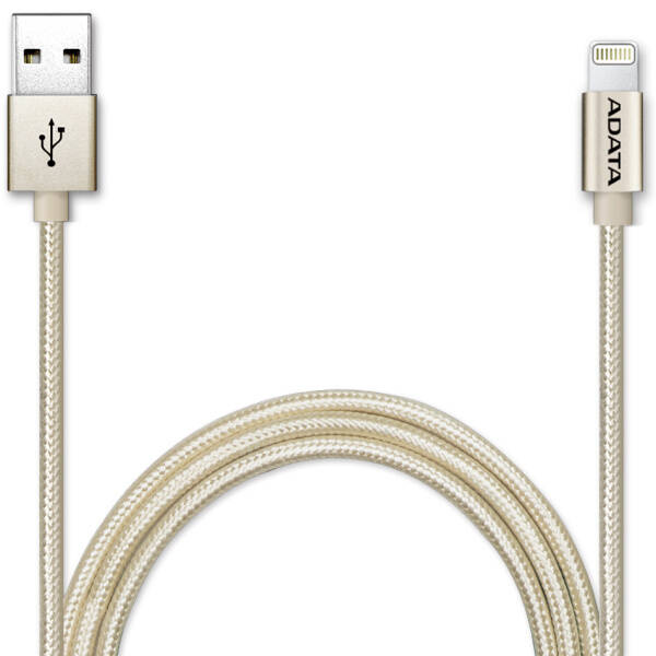 Kabel ADATA Sync & Charge USB/Lightning, 1m, MFi, opletený (AMFIAL-100CMK-CGD) zlatý