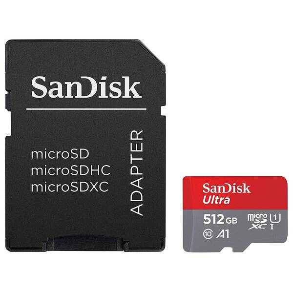 Paměťová karta SanDisk Micro SDXC Ultra 512GB UHS-I U1 (100R) + adapter (SDSQUAR-512G-GN6MA)