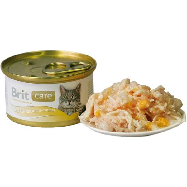 Konzerva Brit Care Cat kuřecí prsa & sýr 80g