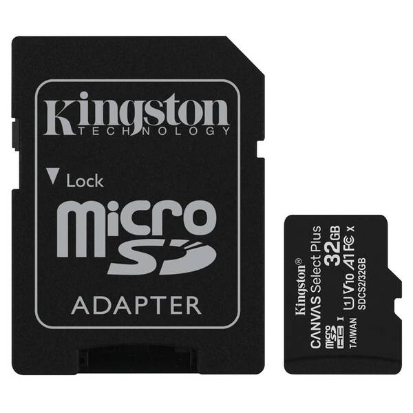 Pamäťová karta Kingston Canvas Select Plus MicroSDHC 32GB UHS-I U1 (100R/10W) + adapter (SDCS2/32GB)