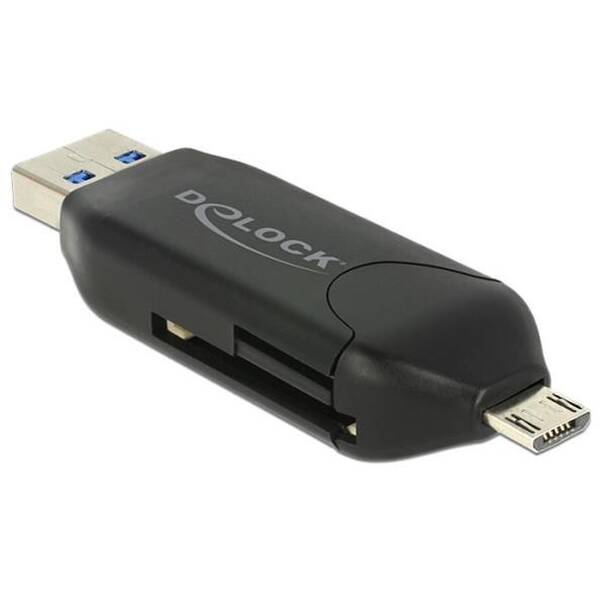 Čtečka paměťových karet DeLock Micro USB, USB 3.0, OTG, SD/micro SD (91734) černá