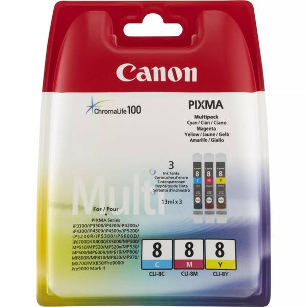 Inkoustová náplň Canon CLI-8 CMY, 420 stran - CMY (0621B029)