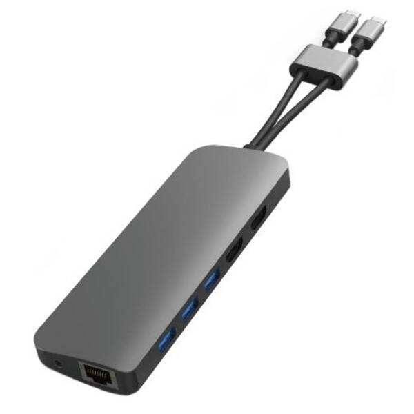 USB Hub HyperDrive VIPER 10 ve 2 USB-C Hub (HY-HD392-GRAY) šedý
