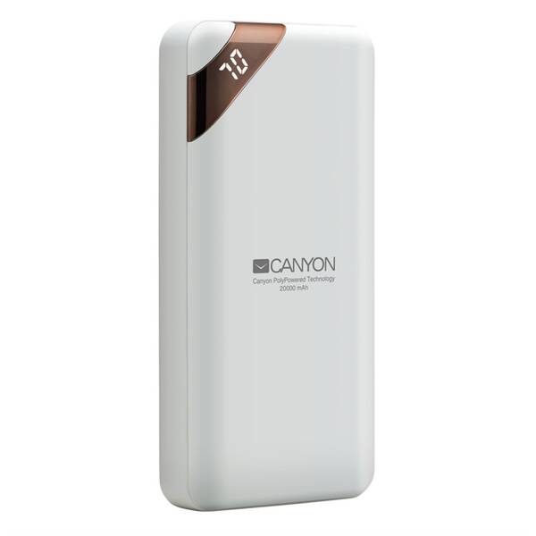 Powerbank Canyon 20000 mAh, USB-C, s digitálnym displejom (CNE-CPBP20W) biela