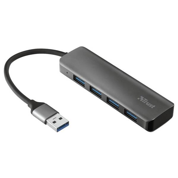 USB Hub Trust Halyx USB/4x USB 3.2 (23327) strieborný