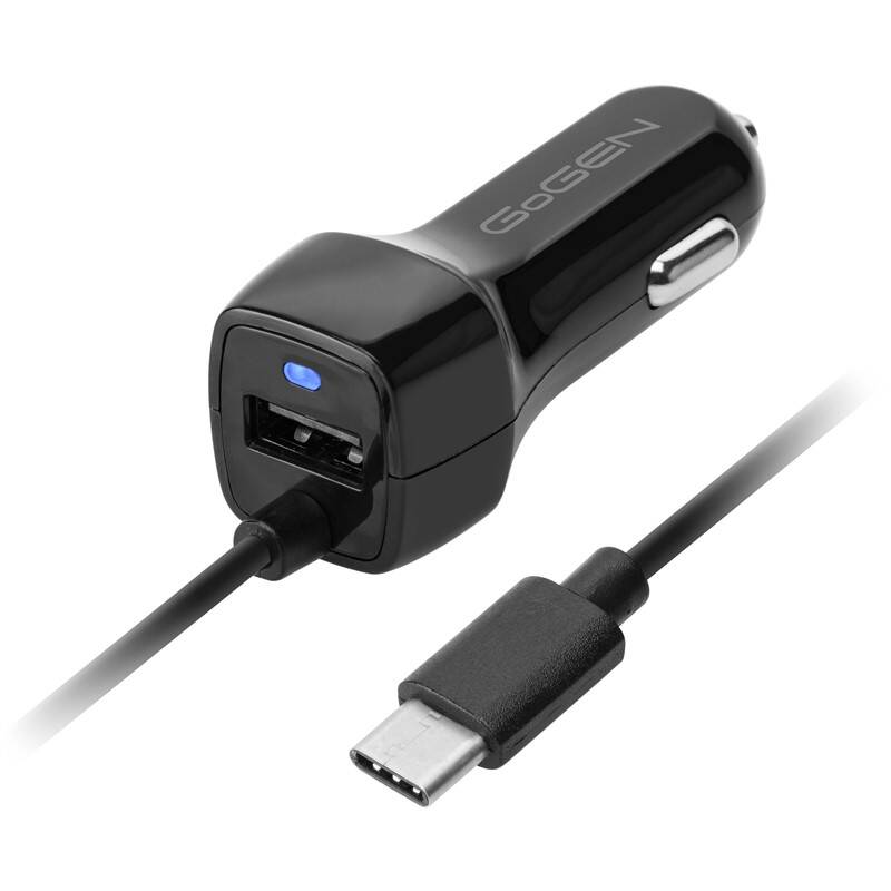 Adaptér do auta GoGEN integrovaný kabel (micro USB), 1x USB, 2,1A (CH28MCB) čierny