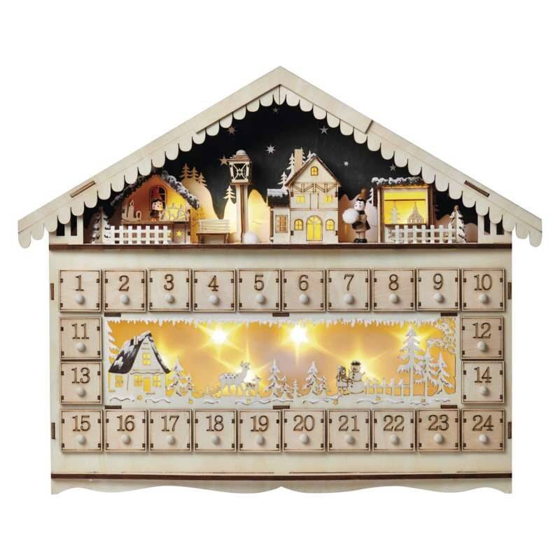 Obrázok LED adventný kalendár, 19x40cm, 2x AA, vnútorný, teplá biela , EM_1534231500