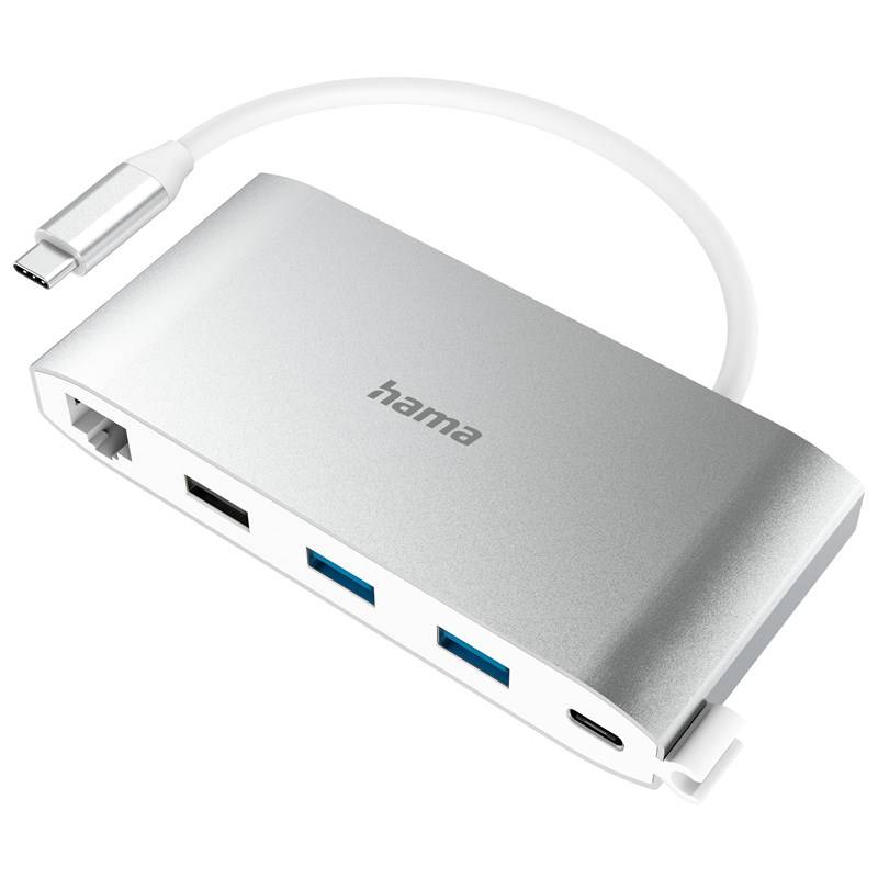 USB Hub Hama Multiport, 8 pripojení, 3x USB-A, 2x USB-C, VGA, HDMI, LAN (200111)
