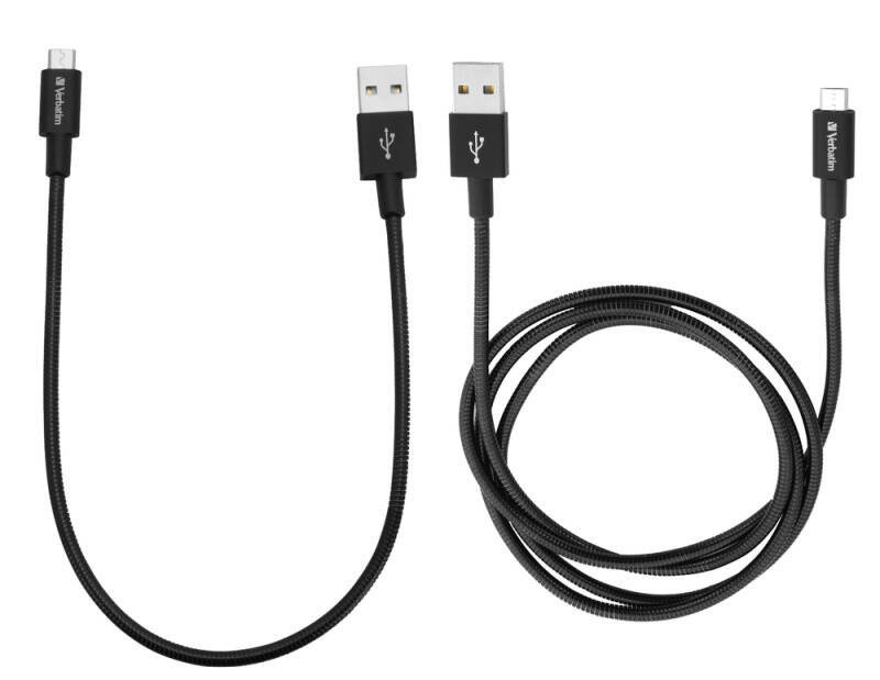 Kábel Verbatim USB/micro USB, 1m + 0,3m (48875) čierny