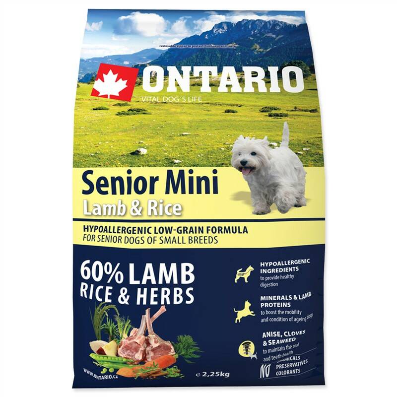 Obrázok ONTARIO Senior Mini Lamb & Rice 2,25 kg