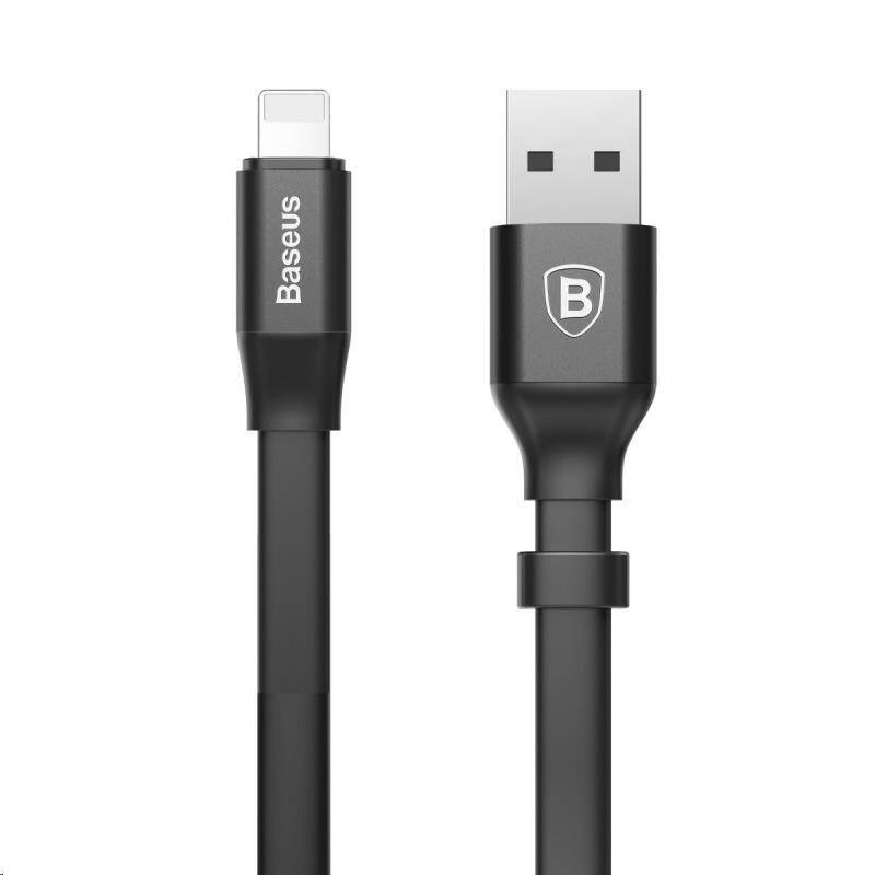 Obrázok Baseus plochý nabíjecí / datový kabel lightning Nimble Series 23cm černá CALMBJ-B01