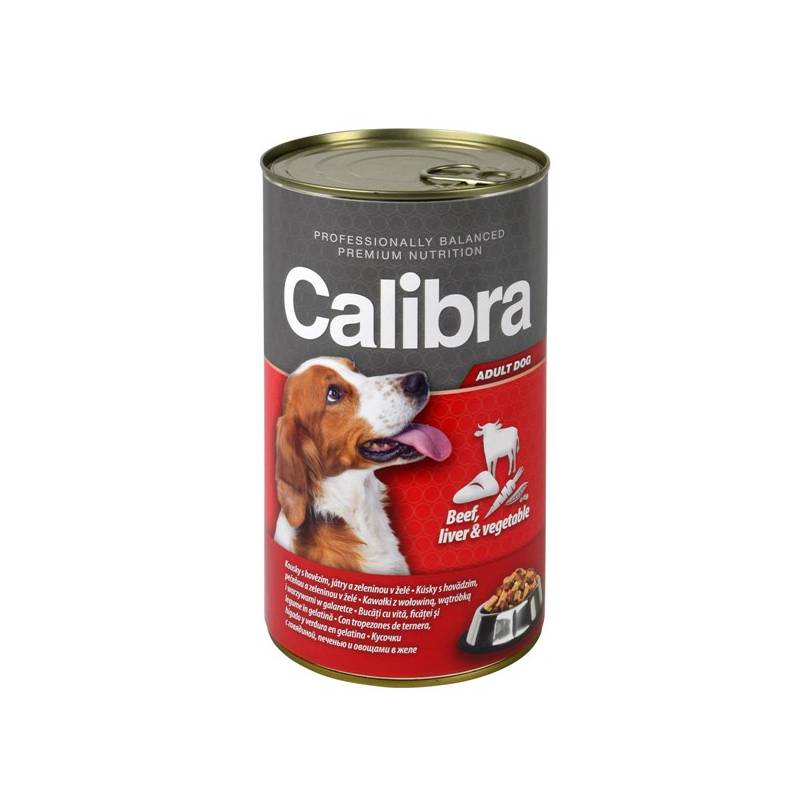 Obrázok Calibra Dog Adult hovězí + játra + zelenina v želé 1240 g