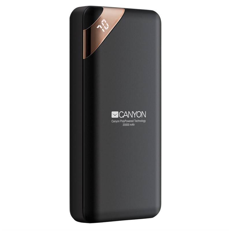Powerbank Canyon 20000 mAh, USB-C, s digitálnym displejom (CNE-CPBP20B) čierna