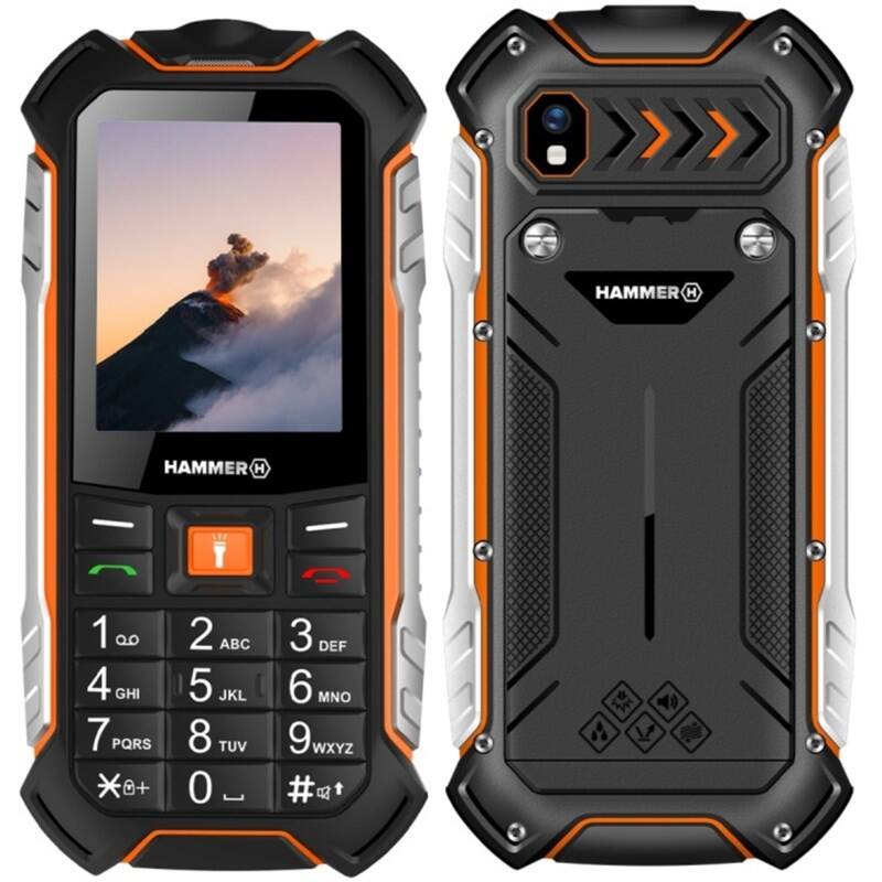 Mobilný telefón myPhone Hammer Boost (TELMYHBOOSTOR) čierny/oranžový