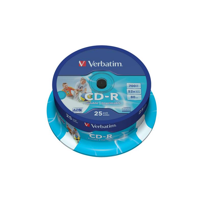 Disk Verbatim Printable CD-R DLP 700MB/80min, 52x, 25-cake (43439)