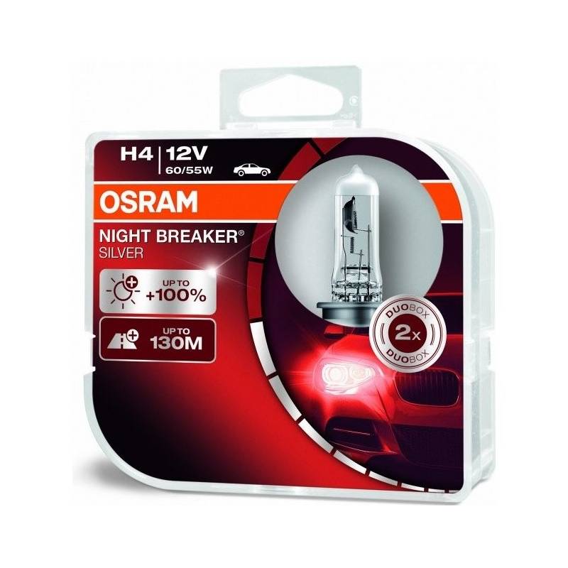 Obrázok Halogénová žiarovka Osram Auto Night Breaker® Silver 64193NBS-HCB, H4, 60/55 W, 1 pár