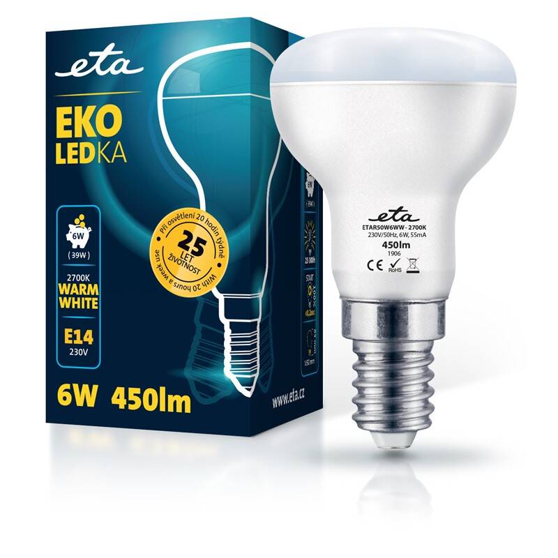 LED žiarovka ETA EKO LEDka reflektor 6W, E14, teplá biela (R50W6WW)
