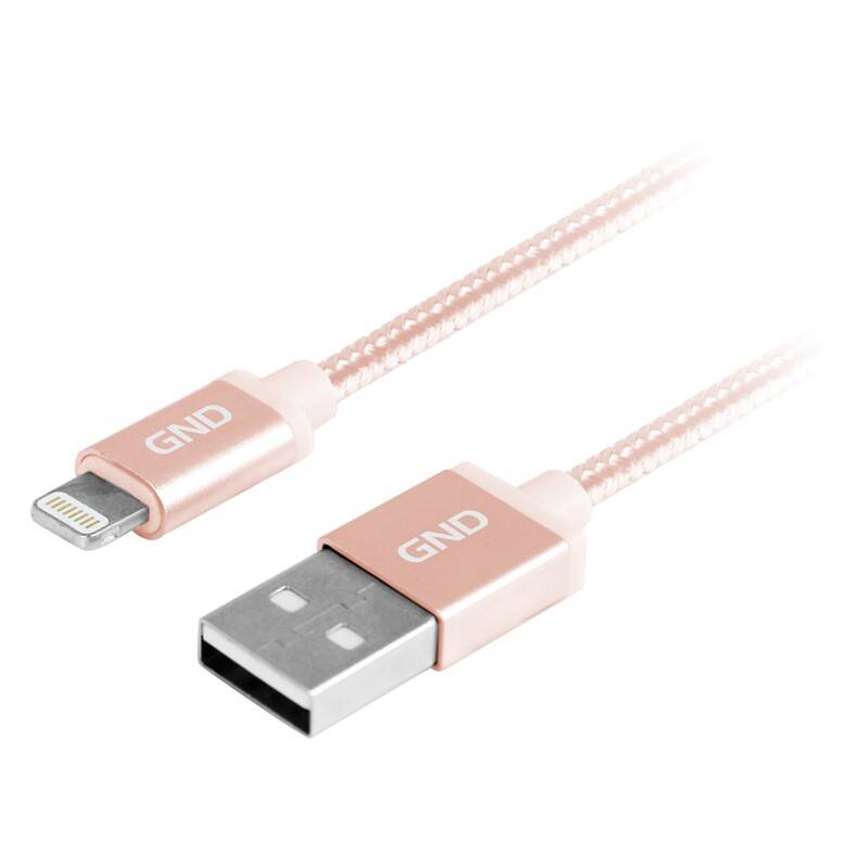 Kábel GND USB / lightning MFI, 1m, opletený (LIGHTN100MM06) zlatý