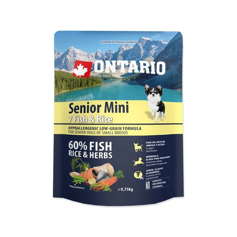 Obrázok ONTARIO Senior Mini 7 Fish & Rice 0,75 kg