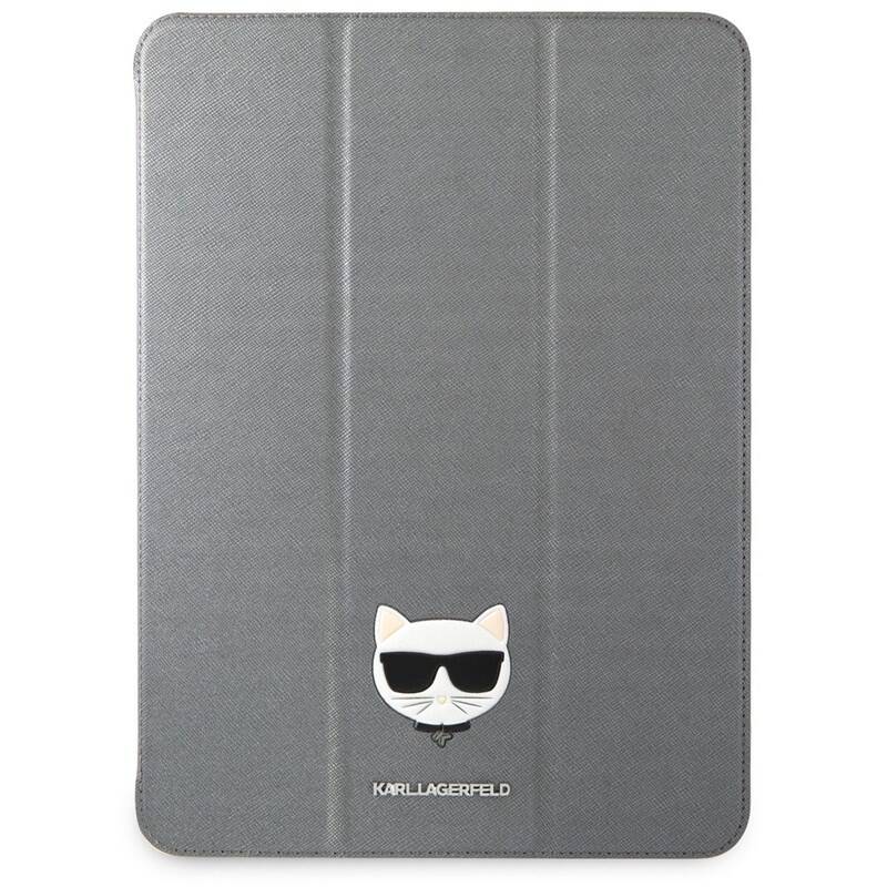 Obrázok KLFC11OCHG Karl Lagerfeld Choupette Head Saffiano Pouzdro pro iPad Pro 11 Silver