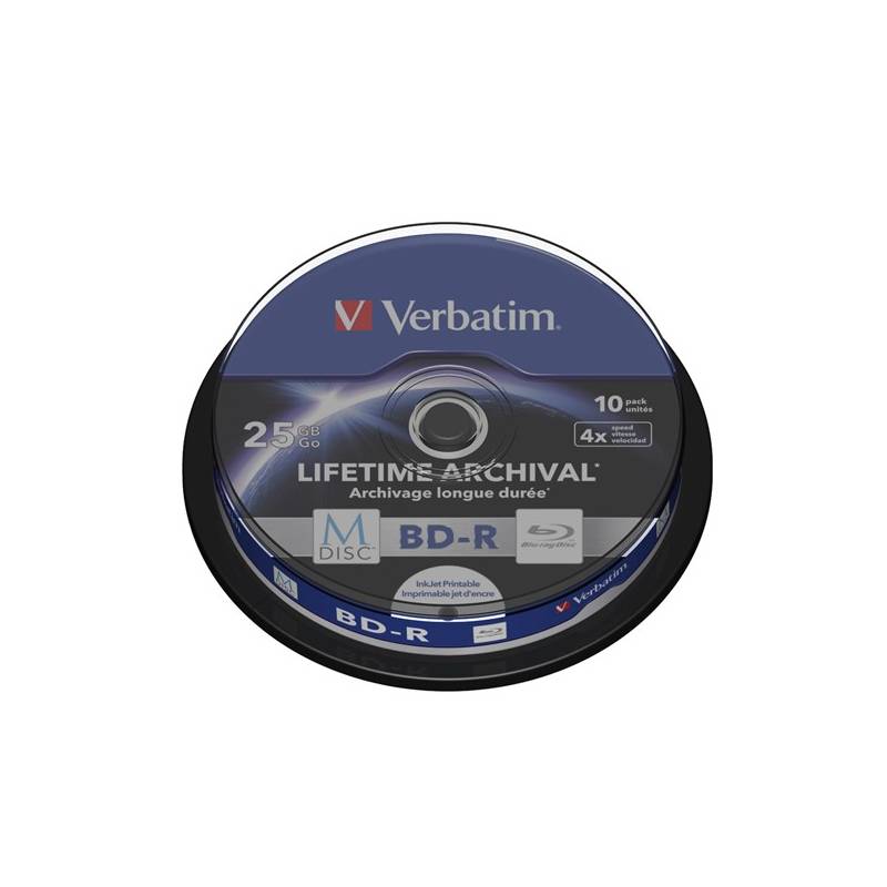 Disk Verbatim Printable BD-R M-Disc 25GB, 4x, 10-cake (43825)