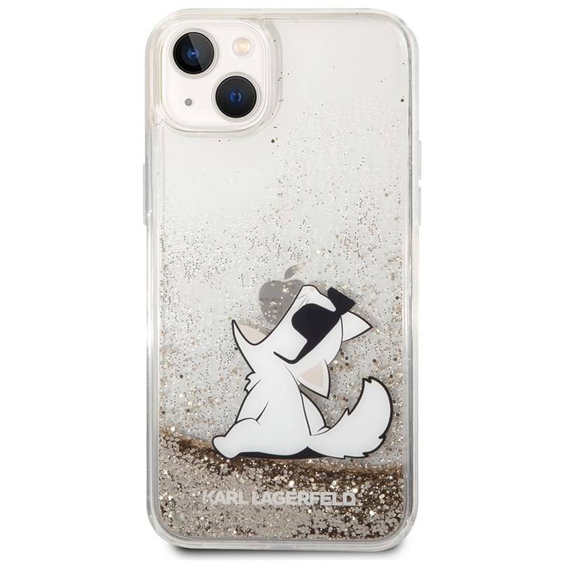 Obrázok Karl Lagerfeld Liquid Glitter Choupette Eat Zadní Kryt pro iPhone 14 Plus Gold