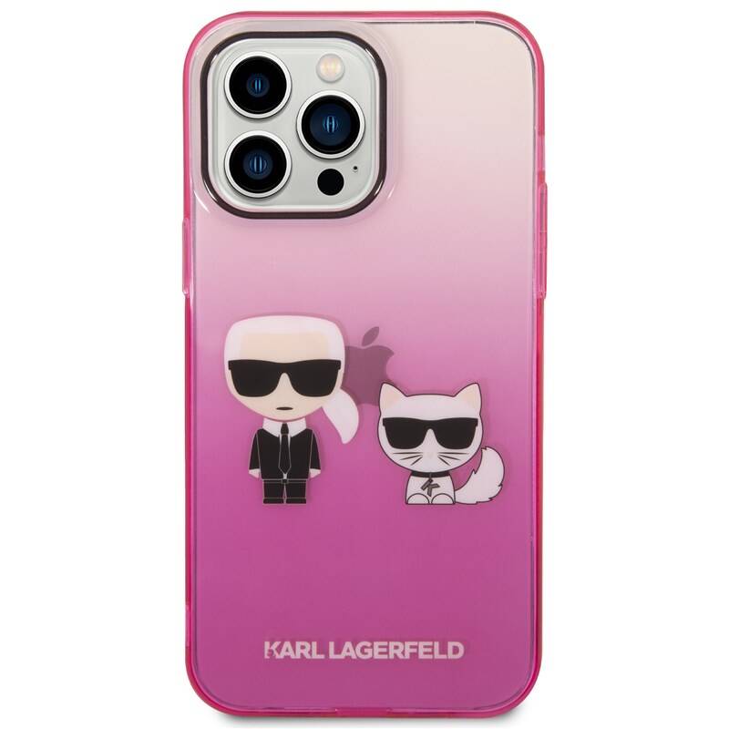 Obrázok Karl Lagerfeld Gradient Karl and Choupette Zadní Kryt pro iPhone 14 Pro Max Pink